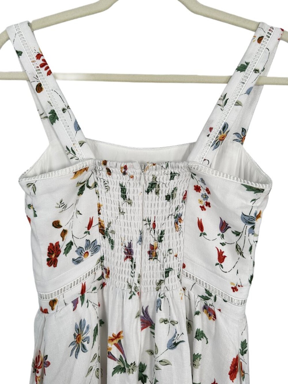 Reformation Everett Linen Midi Dress Corsini White Floral LWD Brunch Prairie 0 - Picture 6 of 9